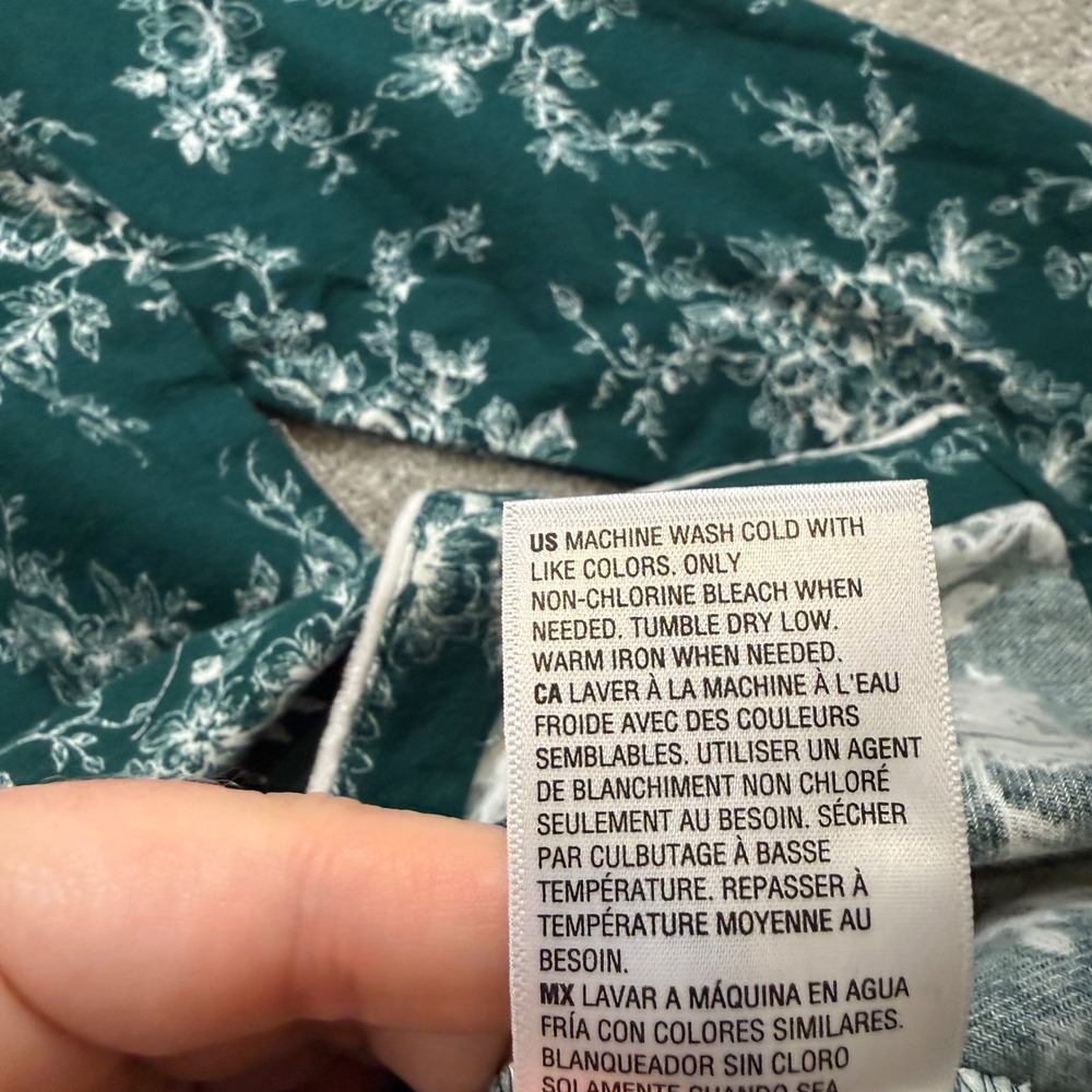 Charter Club Intimates Nightshirt Flannel Green Floral Cotton Button Front NWT L - Picture 11 of 16